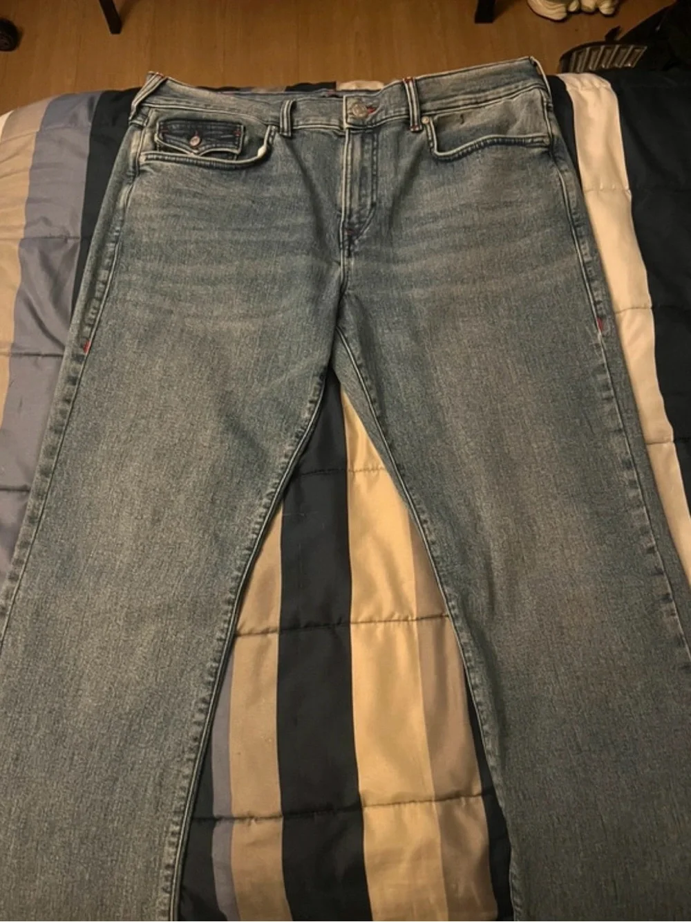 True Religion Men's Light Wash Straight-Leg Jeans
